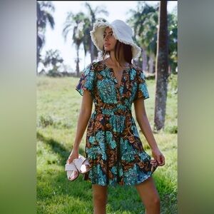 Anthropologie The Somerset Mini Dress in Botanical Motif XXS